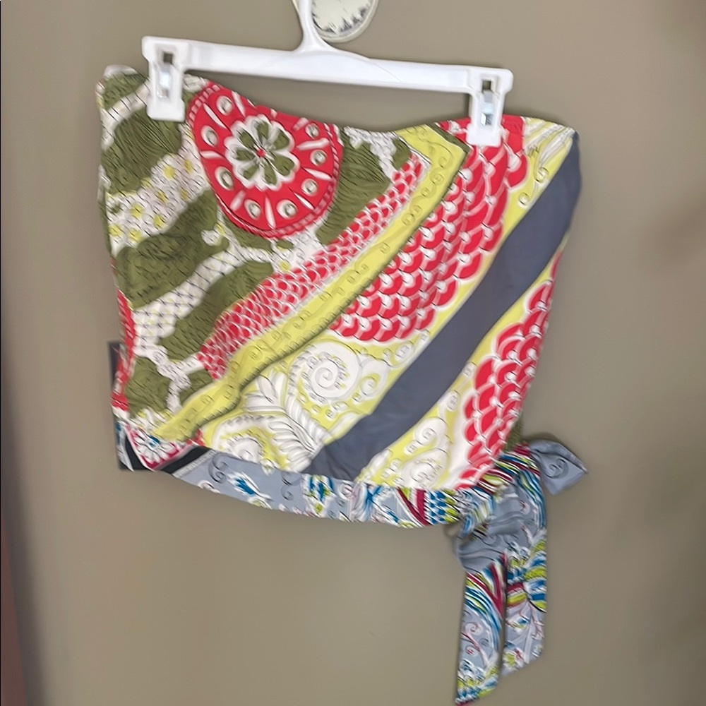 Vintage 100% silk Colorful Patterned Strapless Top